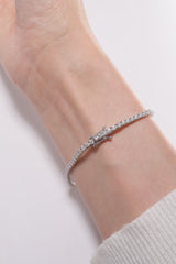 14K Solid White Gold 2.1mm Lab Rectangle Cut Tennis Bracelet - Pretty At Sam