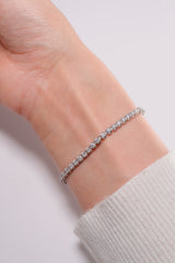 14K Solid White Gold 2.3mm Lab Round Cut Tennis Bracelet - Pretty At Sam