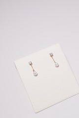 14K Solid Gold CZ Pearl Drop Earring - Pretty At Sam