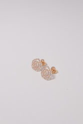14K Solid Gold CZ Pave Rose Petal Stud Earring - Pretty At Sam