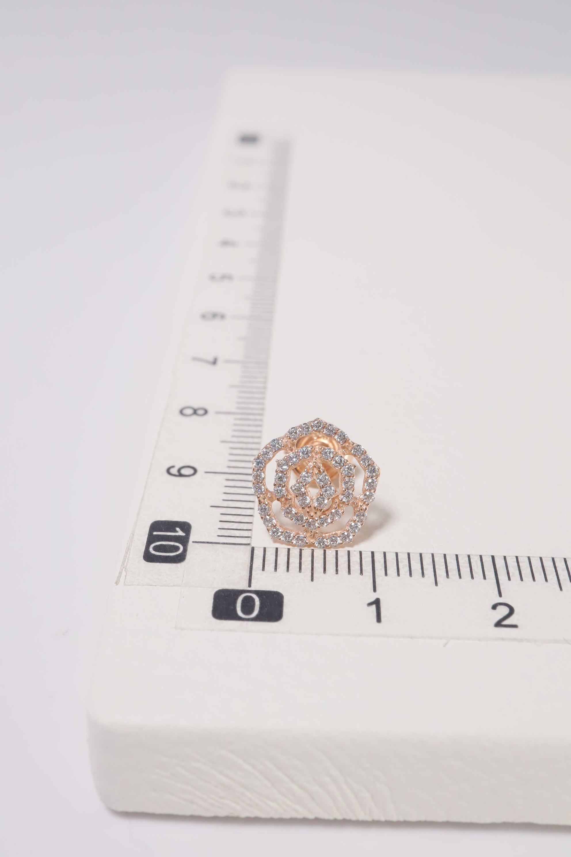 14K Solid Gold CZ Pave Rose Petal Stud Earring - Pretty At Sam