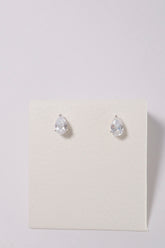 14K Solid Gold CZ 10mm Pear Shape Stud Earring - Pretty At Sam
