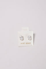 14K Solid Gold CZ 8mm Elongated Cushion Stone Stud Earring - Pretty At Sam