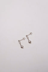 14K Solid Gold Heart Dangle Screw Back Earring - Pretty At Sam