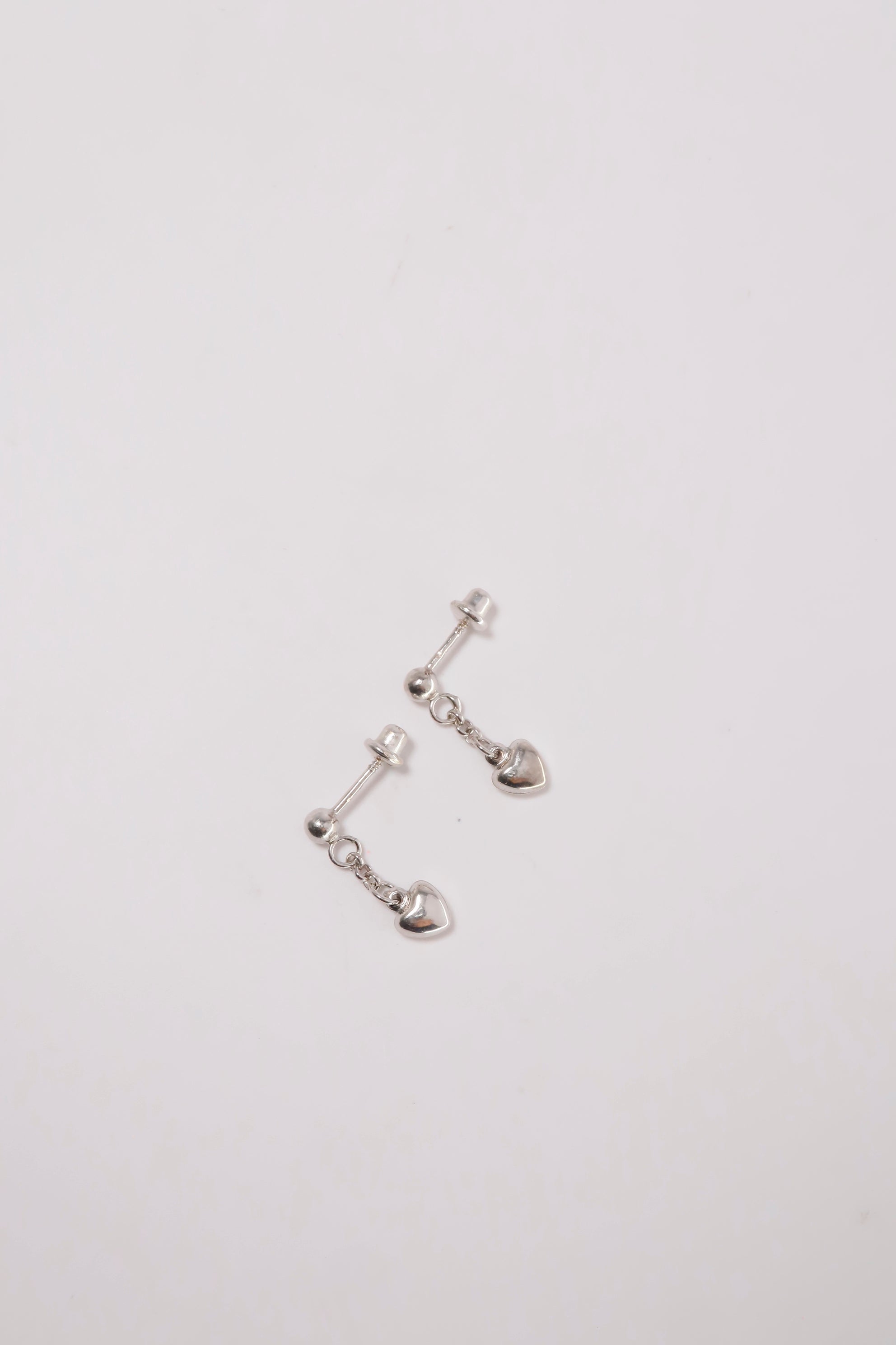 14K Solid Gold Heart Dangle Screw Back Earring - Pretty At Sam