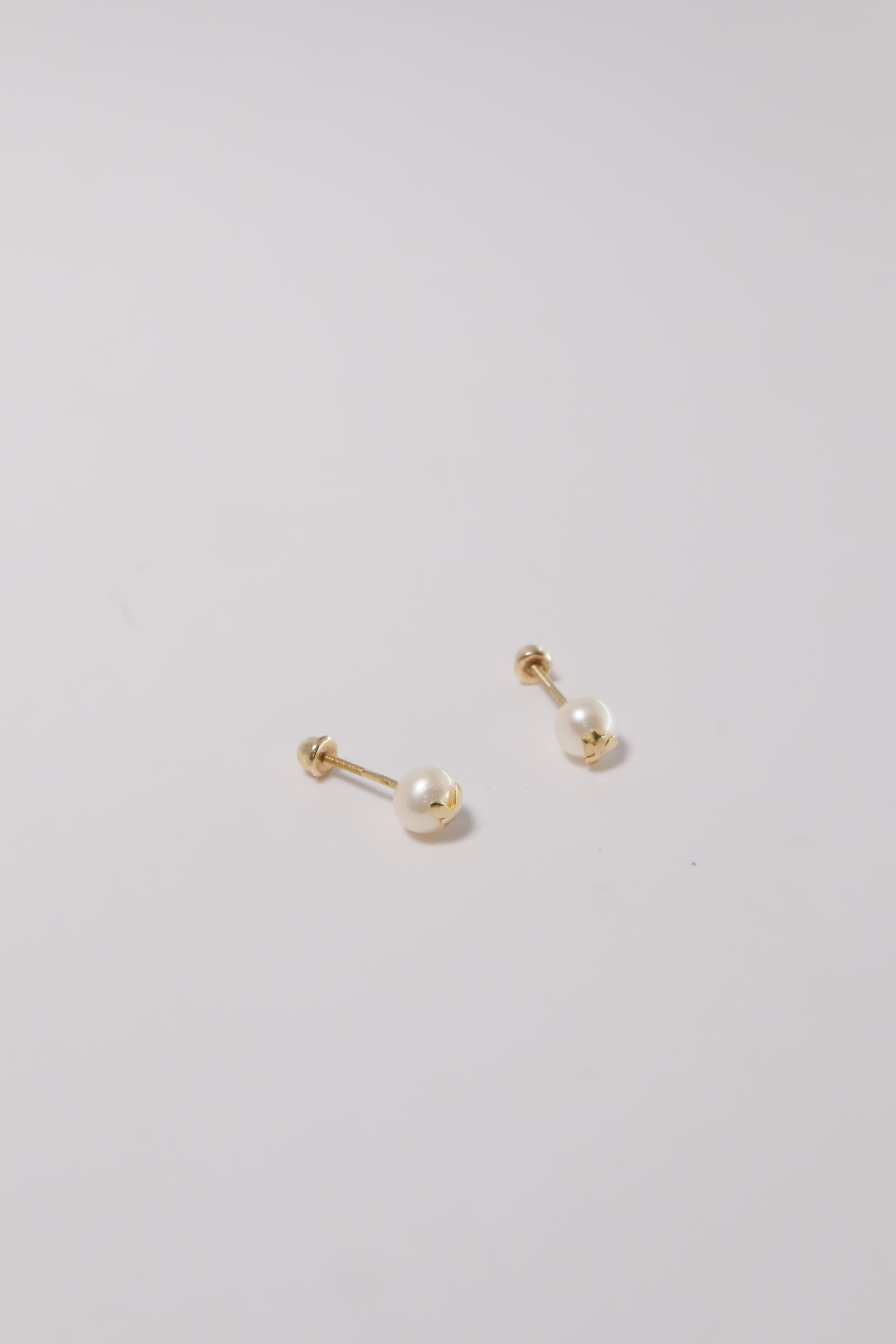 14K Solid Gold Natural Pearl Butterfly Screw Back Earring - Pretty At Sam