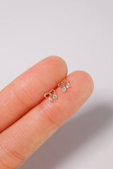 14K Solid Gold XXS Double Heart CZ Screw Back Earring - Pretty At Sam