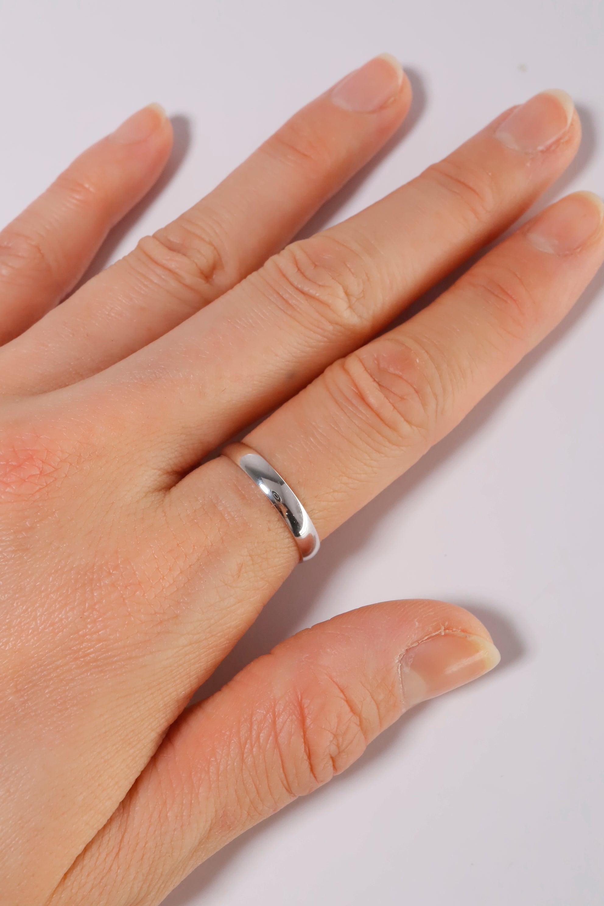 14K Solid White Gold 3mm Simple Round Cut Couple Ring - Pretty At Sam