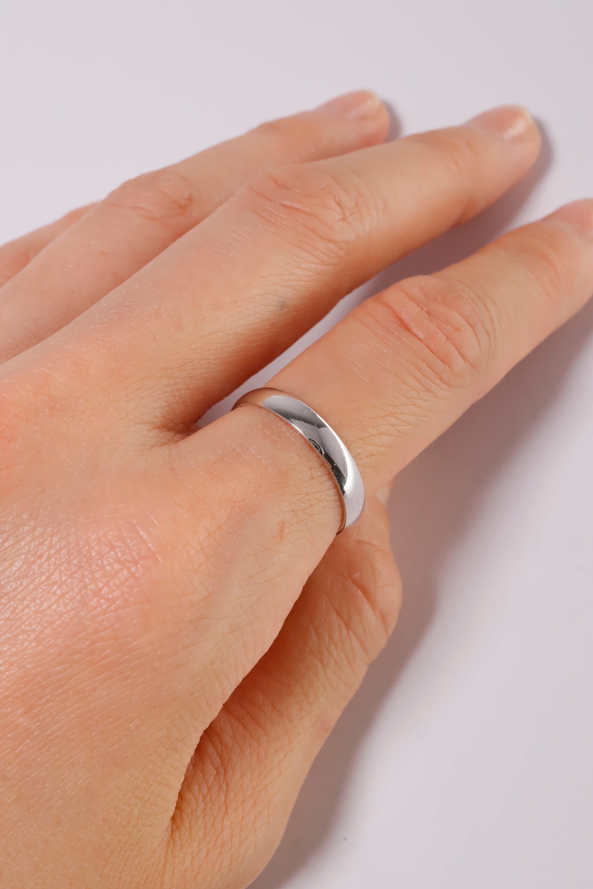 14K Solid White Gold 3mm Simple Round Cut Couple Ring - Pretty At Sam