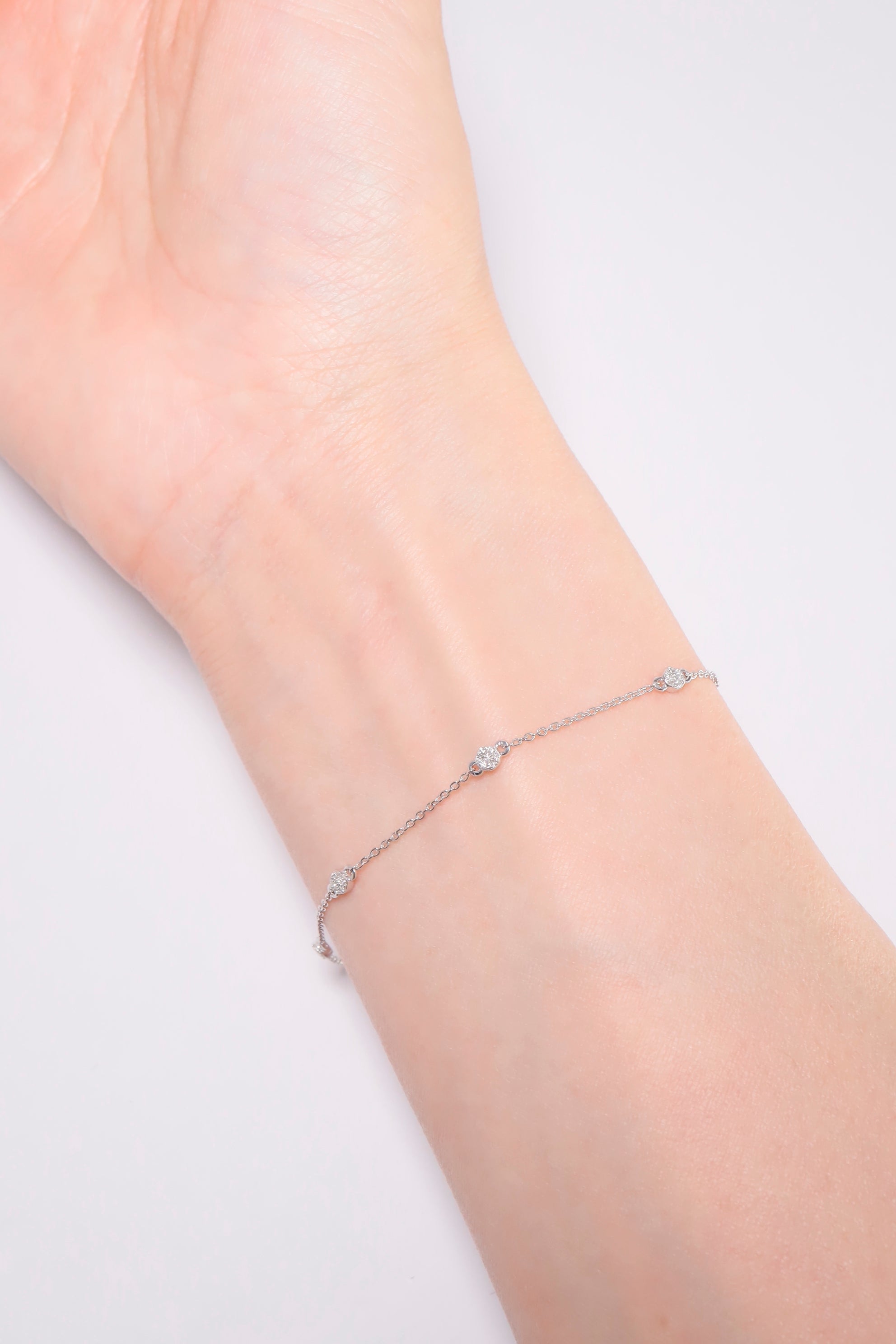 14K Solid Gold Natural Diamond Pave Chain Linked Bracelet - Pretty At Sam