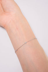 14K Solid Gold Natural Diamond Bezel Setting Chain Linked Bracelet - Pretty At Sam