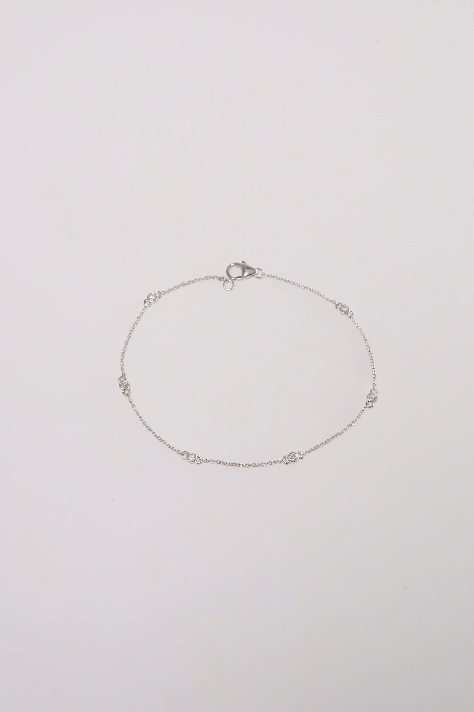 14K Solid Gold Natural Diamond Bezel Setting Chain Linked Bracelet - Pretty At Sam
