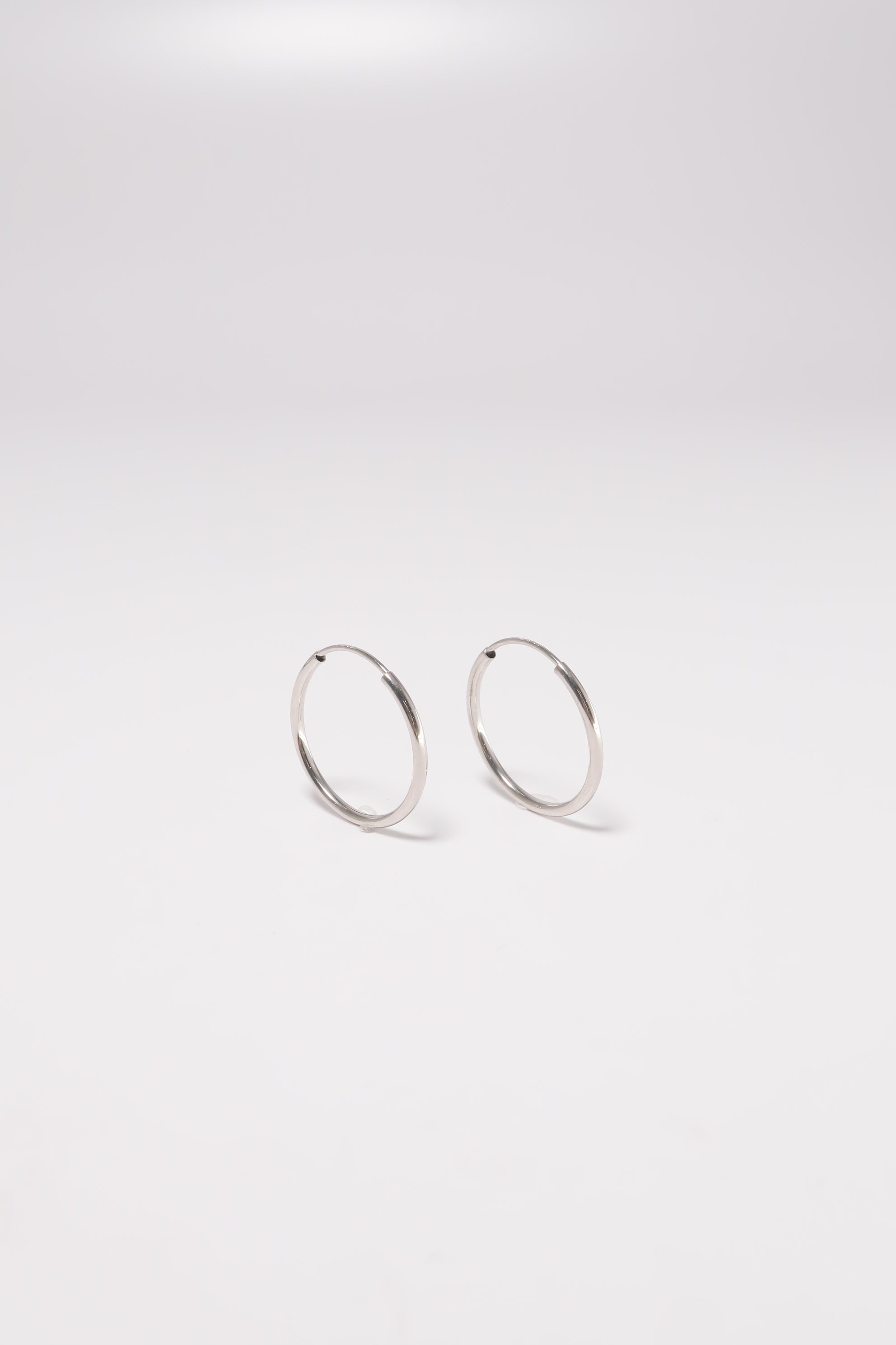 14K Solid White Gold 1.5mm Thickness Endless 20mm Hoop Earring - Pretty At Sam