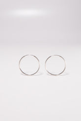 14K Solid White Gold 1.5mm Thickness Endless 30mm Hoop Earring - Pretty At Sam