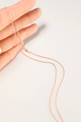 14K Solid Rose Gold Open Wheat Chain 16" Necklace - Pretty At Sam