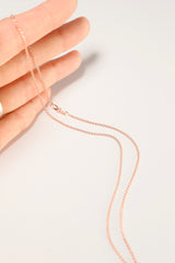 14K Solid Rose Gold Open Wheat Chain 16" Necklace - Pretty At Sam