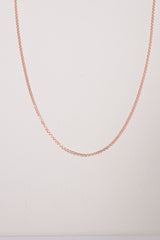 14K Solid Rose Gold Open Wheat Chain 16" Necklace - Pretty At Sam