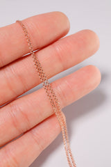 14K Solid Rose Gold Open Wheat Chain 16" Necklace - Pretty At Sam