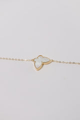 14K Solid Gold Natural Stone Butterfly Chain Bracelet - Pretty At Sam
