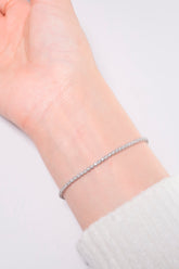 14K Solid White Gold 1.3mm Lab Round Cut Tennis Bracelet - Pretty At Sam