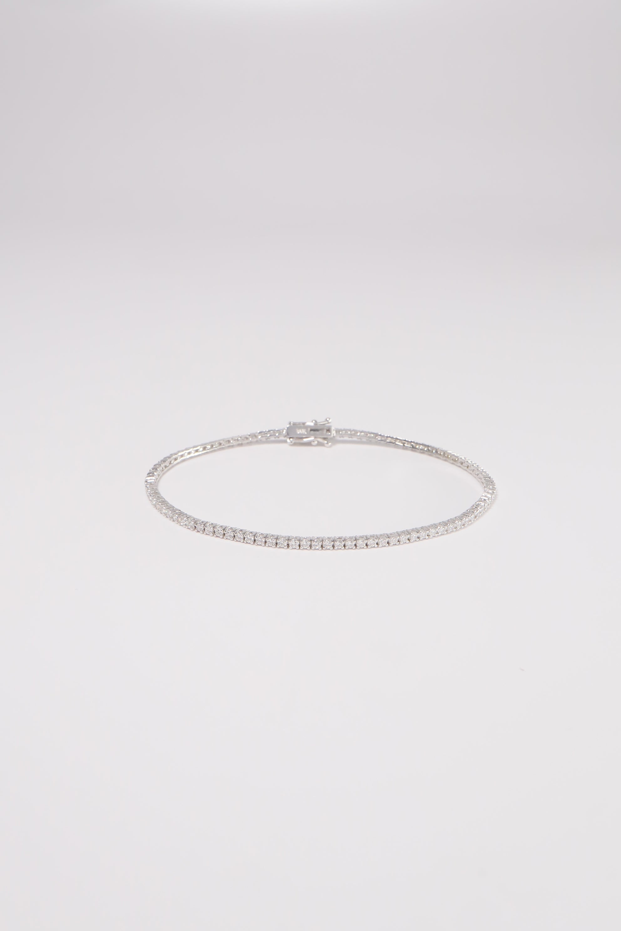 14K Solid White Gold 1.5mm Lab Tennis Bracelet - Pretty At Sam