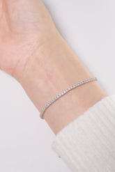 14K Solid White Gold 1.5mm Lab Tennis Bracelet - Pretty At Sam