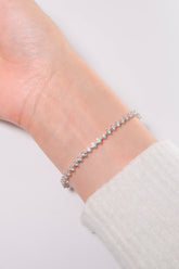 14K Solid White Gold 2.7mm Lab Rectangle Cut Tennis Bracelet - Pretty At Sam