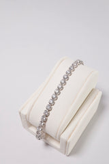 14K Solid White Gold 3.25mm Lab Round Cut Tennis Bracelet - Pretty At Sam