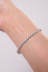 14K Solid White Gold 3.25mm Lab Round Cut Tennis Bracelet - Pretty At Sam
