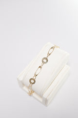 10K Solid Gold Open Disc Cut Chain 1" Extension Bracelet - Pretty At Sam
