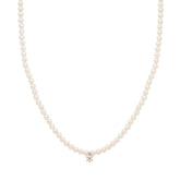 925 Sterling Silver 3MM Swarovski Pearl CZ Charm Necklace