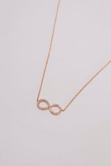14K Rose Gold Natural Diamond Infinity Charm Necklace - Pretty At Sam