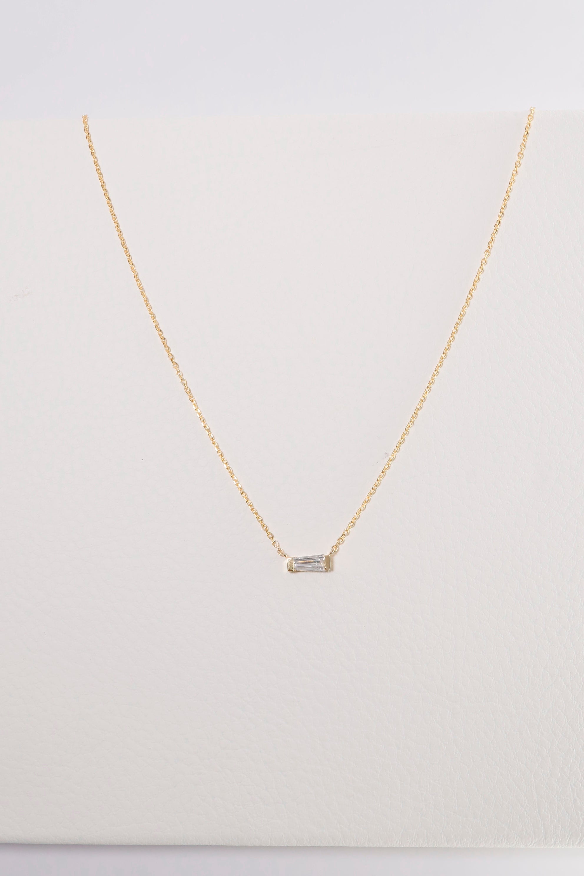 14K Gold Natural Diamond 18" Mini Bar Necklace - Pretty At Sam