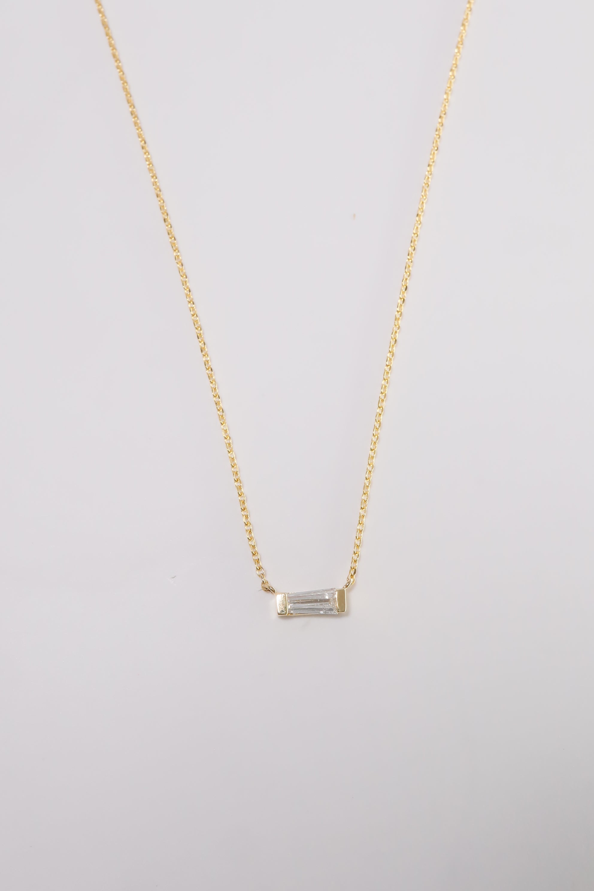 14K Gold Natural Diamond 18" Mini Bar Necklace - Pretty At Sam