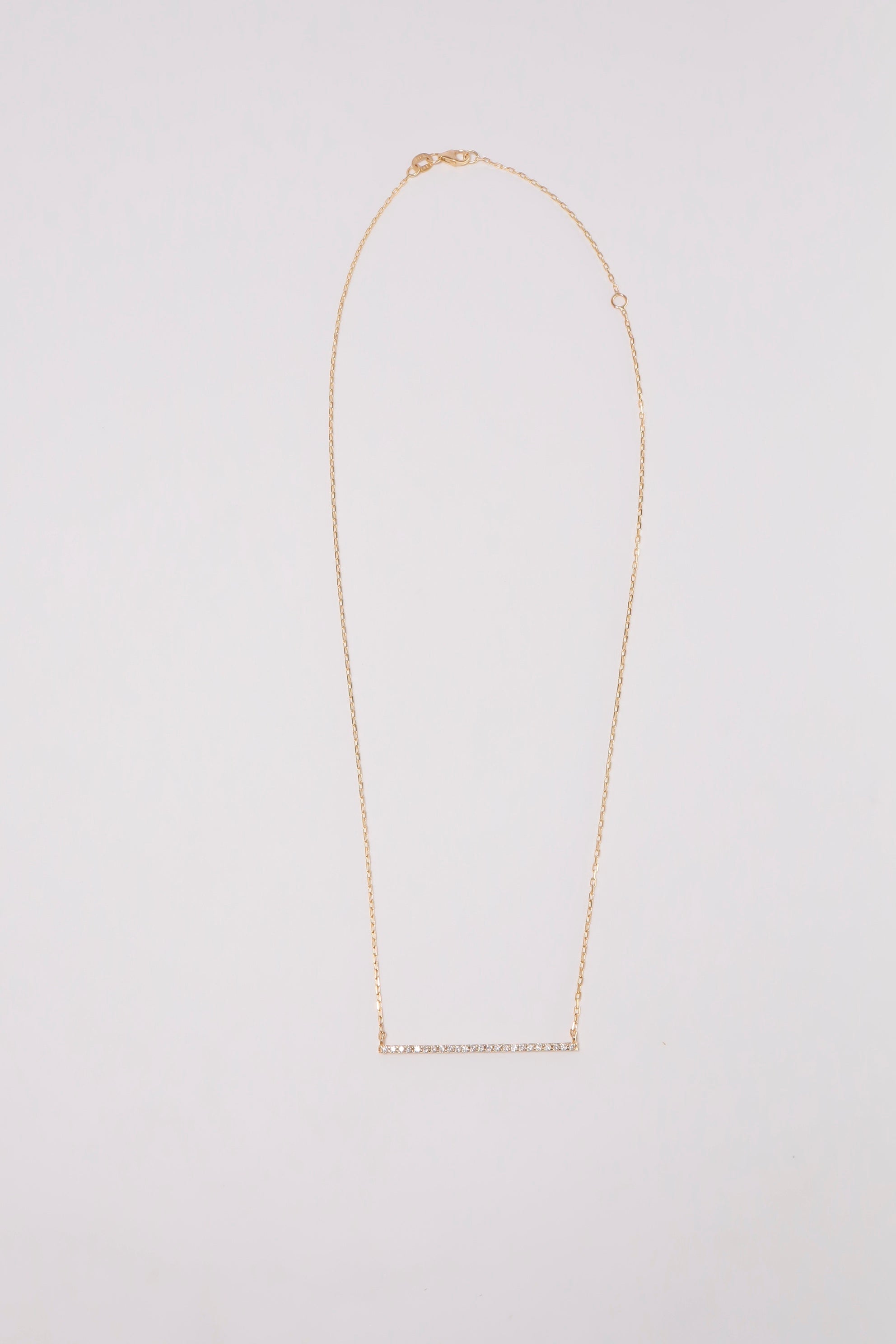 14K Gold Natural Diamond 18" Bar Charm Necklace - Pretty At Sam