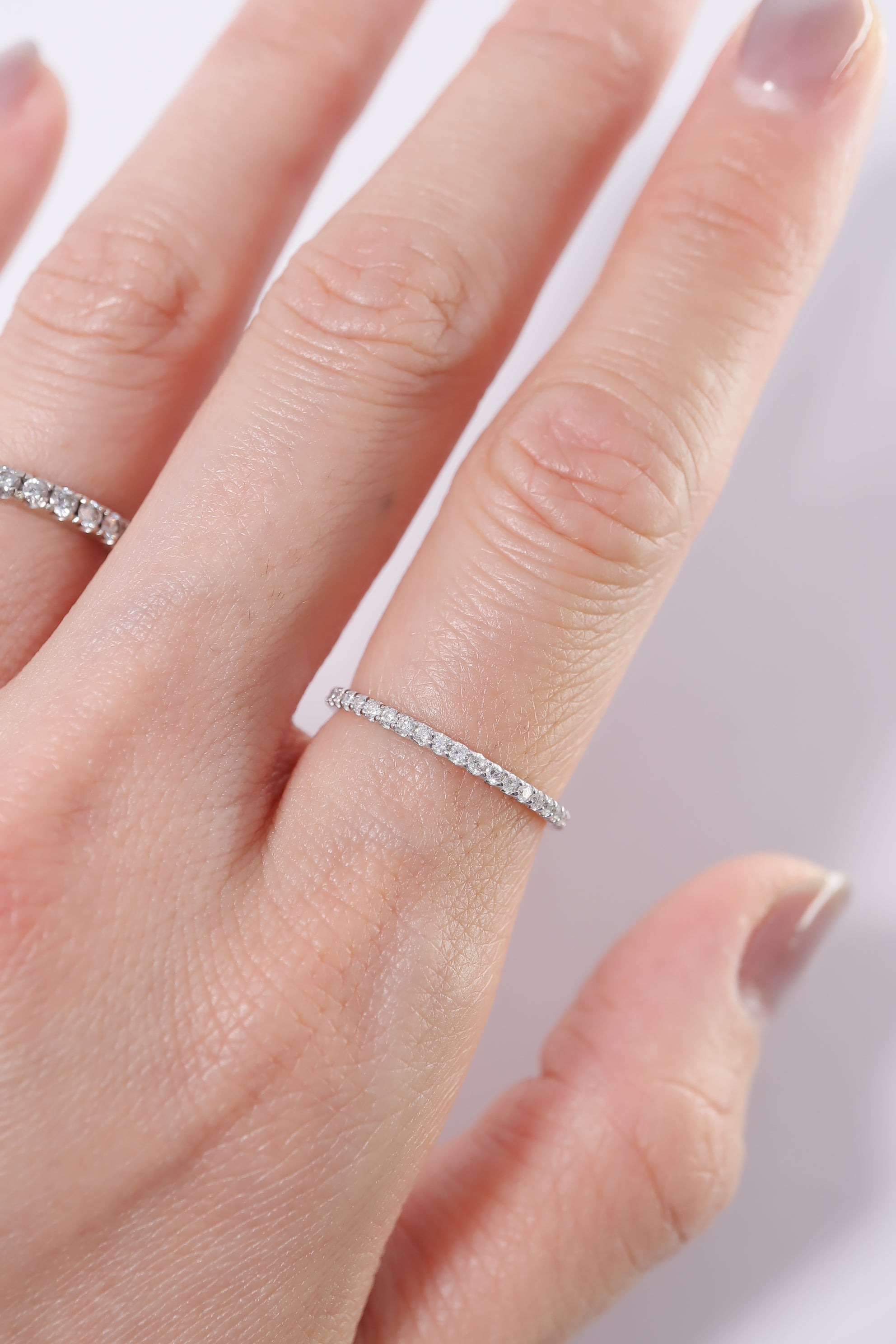 14K Solid White Gold 1.4MM Natural Diamond Eternal Ring - Pretty At Sam