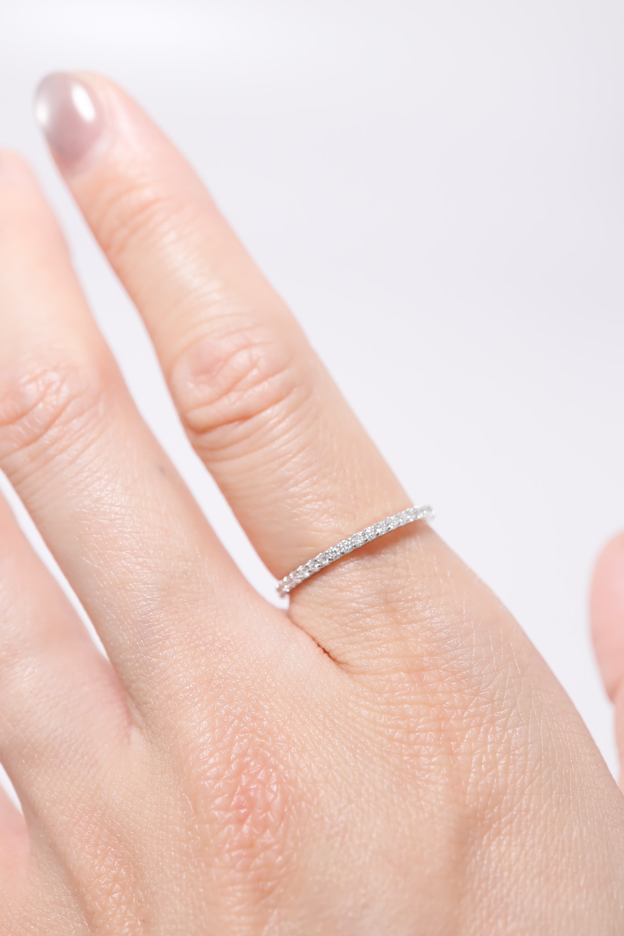 14K Solid White Gold 1.4MM Natural Diamond Eternal Ring - Pretty At Sam