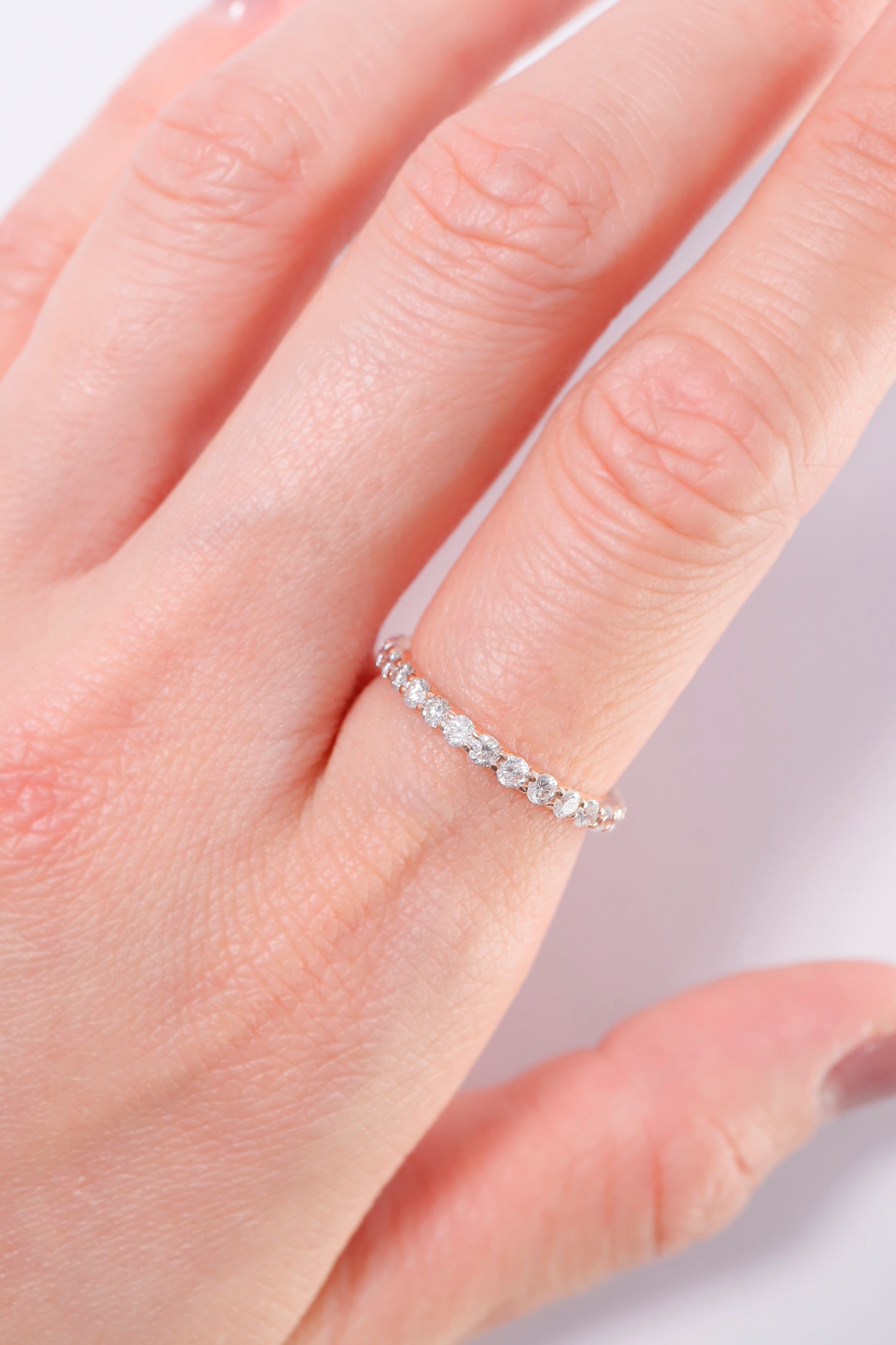 14K Solid Rose Gold 2.0MM Natural Diamond Eternal Ring - Pretty At Sam