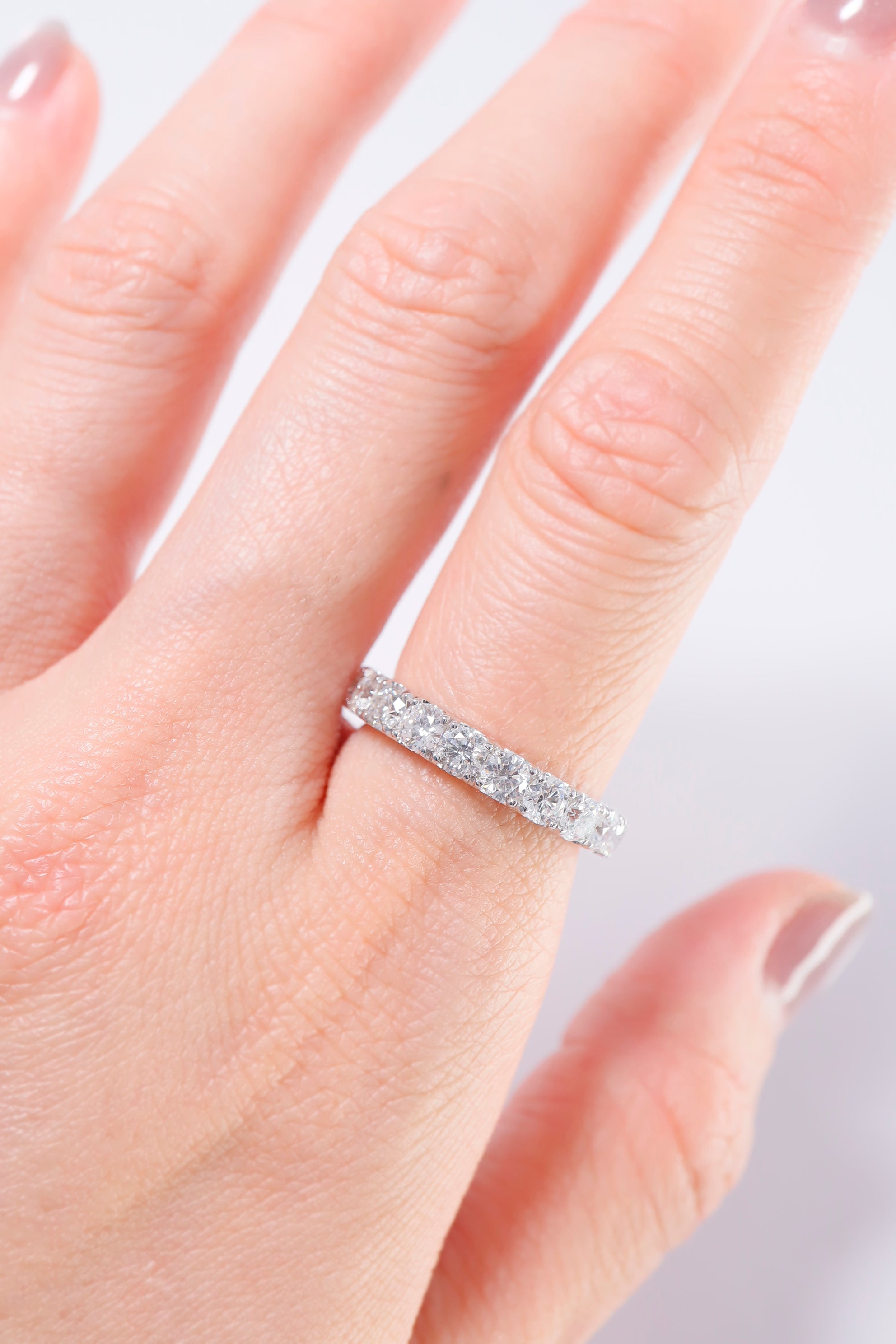 14K Solid White Gold 3.3MM Natural Diamond Eternal Ring - Pretty At Sam