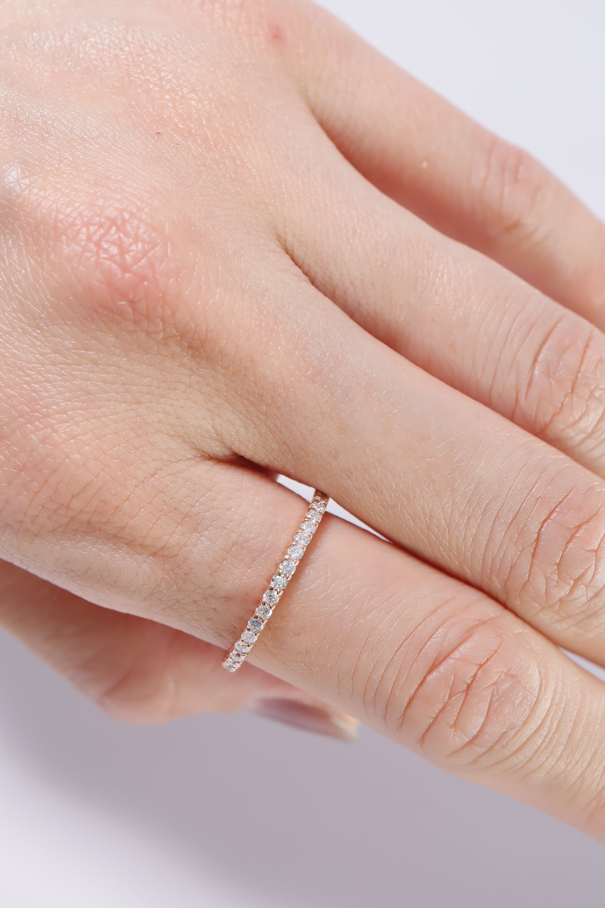 14K Solid Rose Gold 1.6MM Natural Diamond Eternal Ring - Pretty At Sam