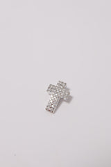 14K Solid White Gold Natural Diamond Cross Necklace Charm - Pretty At Sam