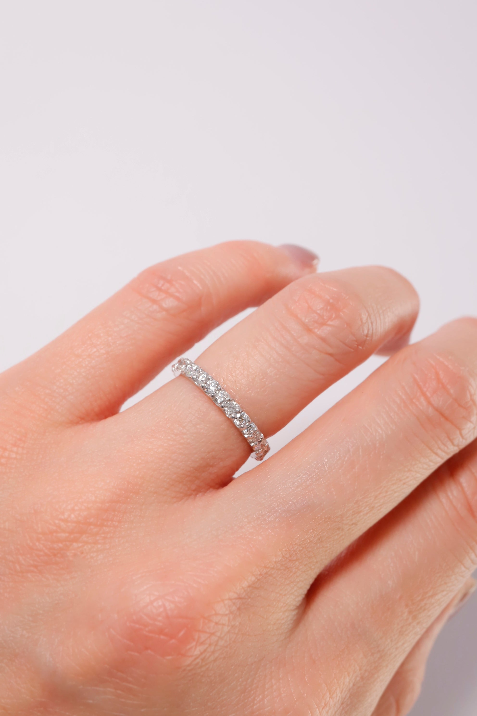 14K Solid White Gold 2.1MM Natural Diamond Eternal Ring - Pretty At Sam