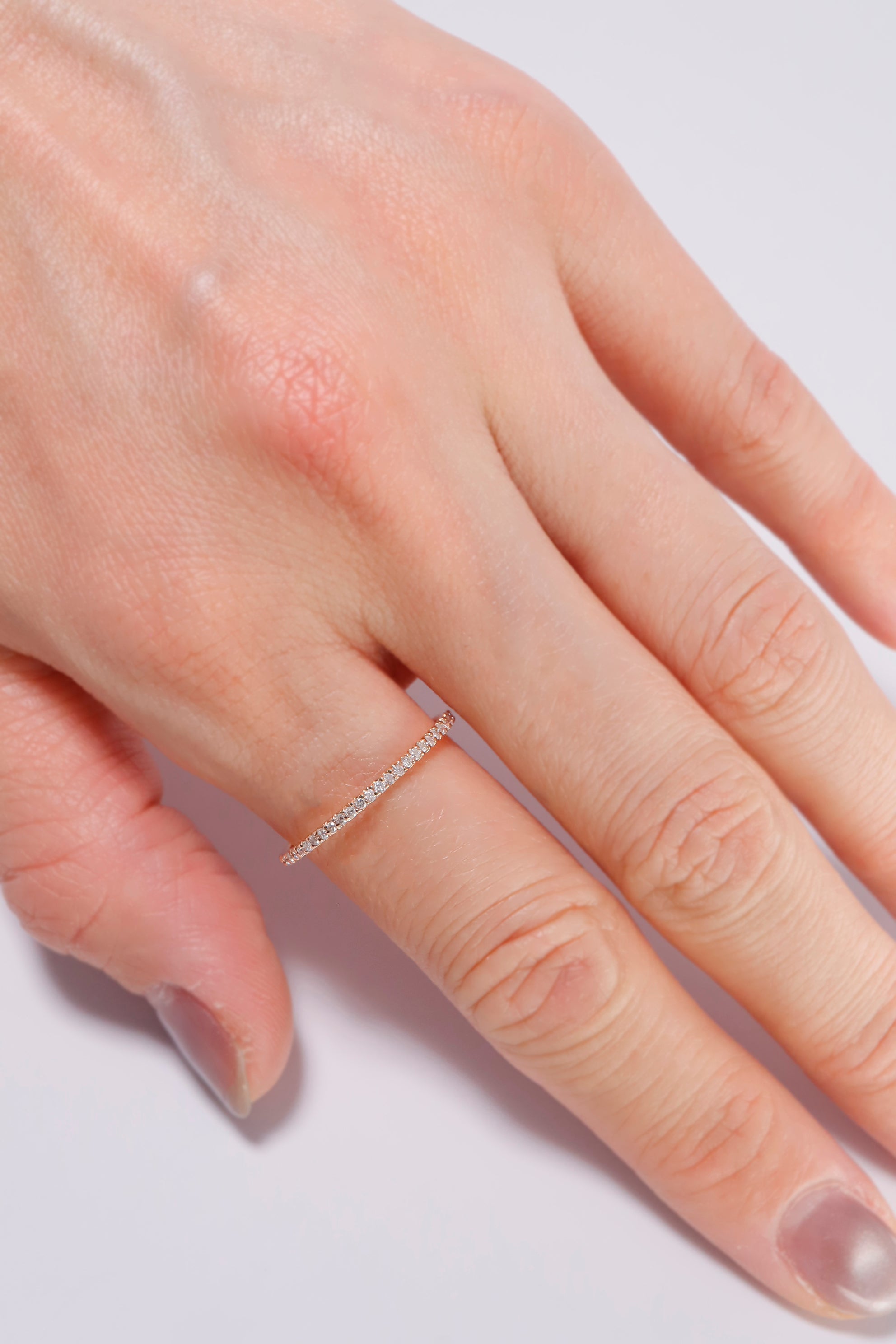 14K Solid Rose Gold 1.2MM Natural Diamond Eternal Ring - Pretty At Sam