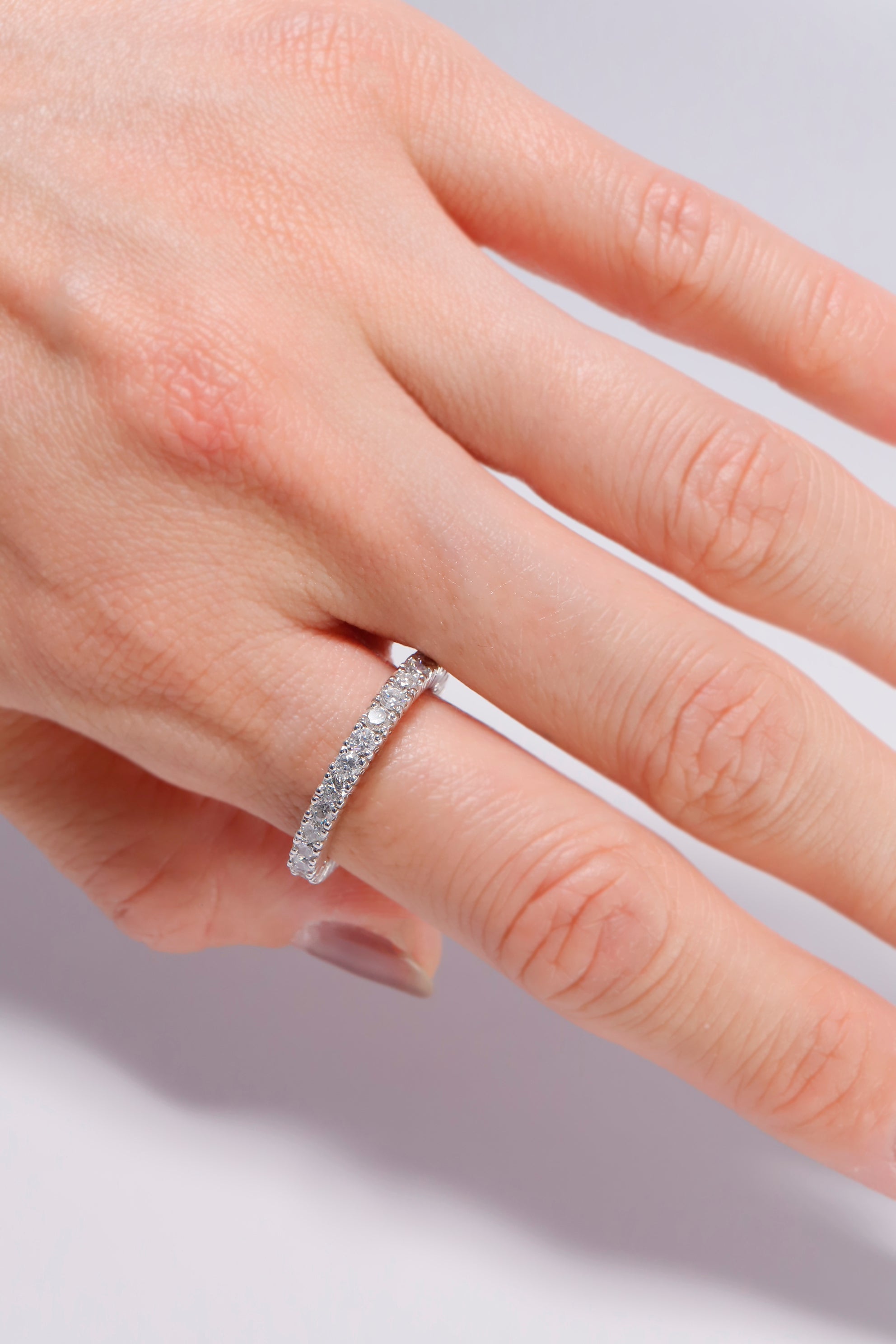 14K Solid White Gold 2.8MM Natural Diamond Eternal Ring - Pretty At Sam
