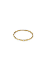 14K Solid Gold CZ Simple Stone Dainty Stackable Ring
