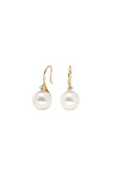 14K Solid Yellow Gold 11mm Fresh Water Pearl Hook Drop Earring