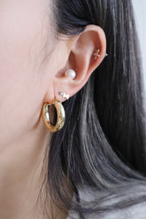14K Solid Gold 250mm Chunky Latch Back Hoop Earring - Pretty At Sam