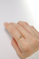 14K Solid Gold 3D Heart Ball Linked Ring - Pretty At Sam
