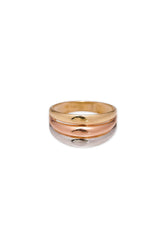 14K Solid Gold 3 Color Ways Round Cut Statement Ring