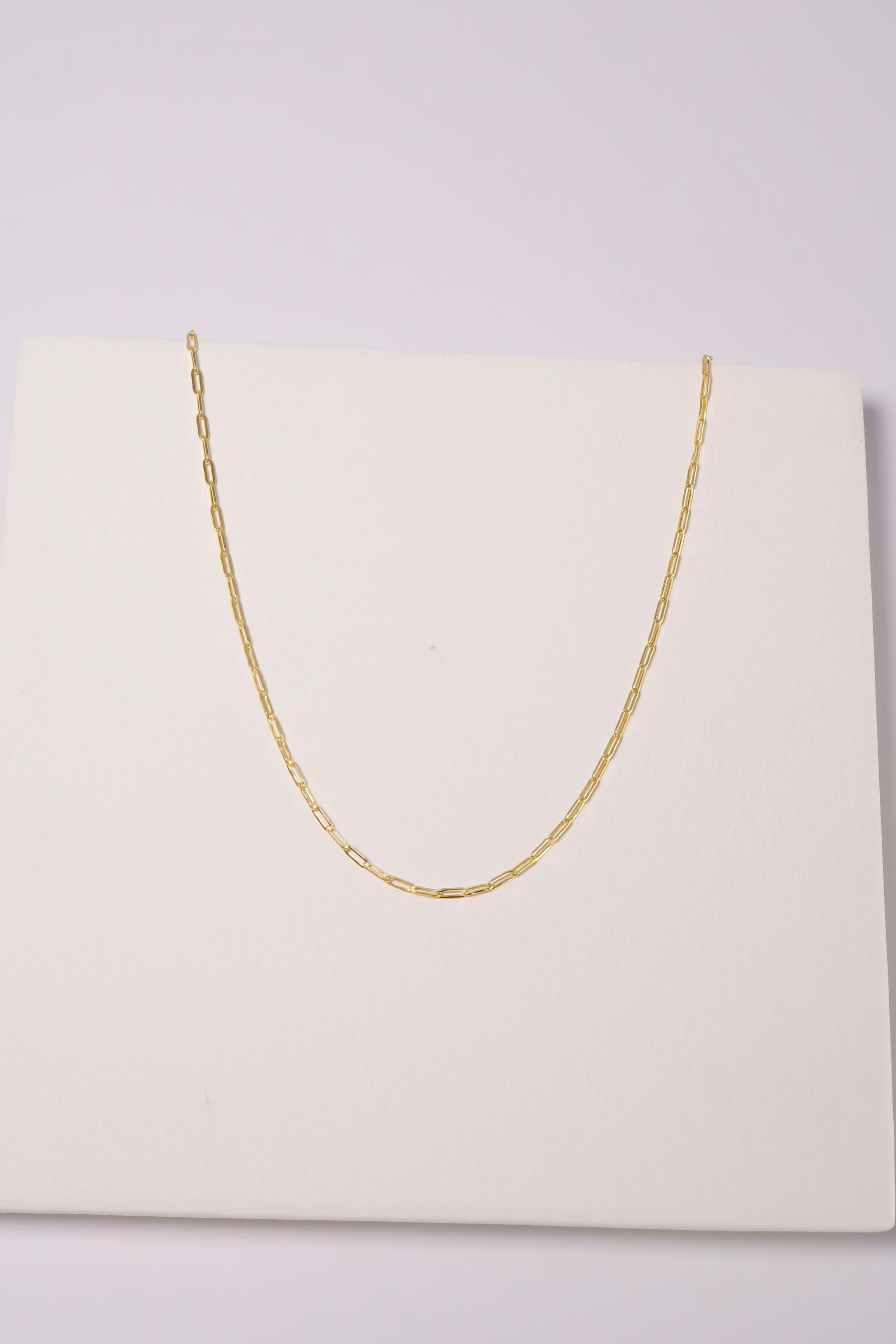 14K Solid Gold 4mm Paper Clip 16" Necklace - Pretty At Sam